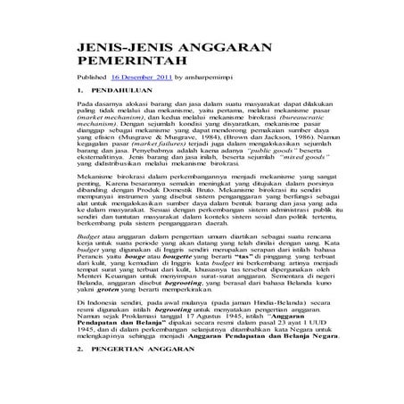 Jenis jenis anggaran pemerintah