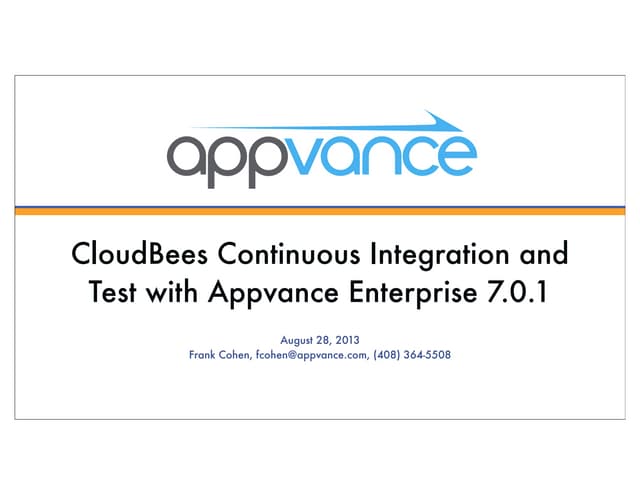 CloudBees Continuous Integration and Test with Appvance PerformanceCloud