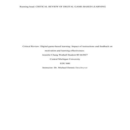 Critical Review of Research 1