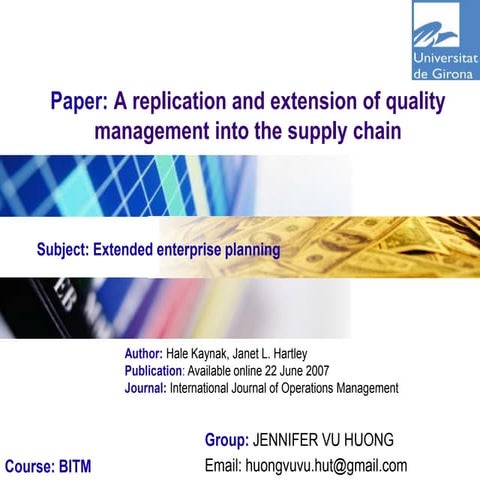 [Jennifer]Summary of the paper about Quality management into the supply ...