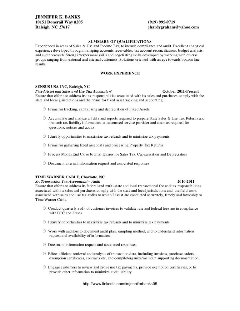 sales and use tax accountant banks tax accountant resumes