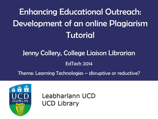 Enhancing Educational Outreach: Development of an Online Plagiarism Tutorial