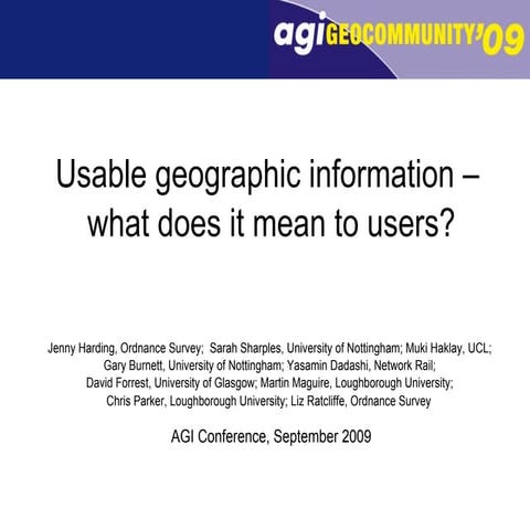 Jenny Harding: Usable geographic information – what does it mean to users?