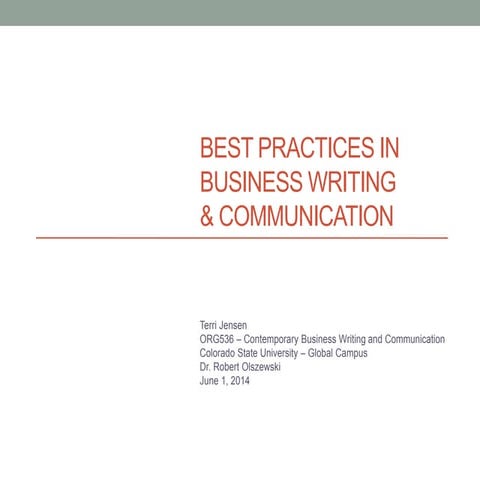 Best Practices in Business Writing and Commucication
