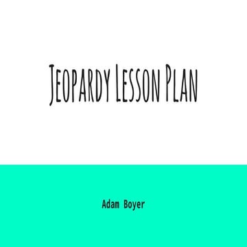 Jeopardy lesson plan