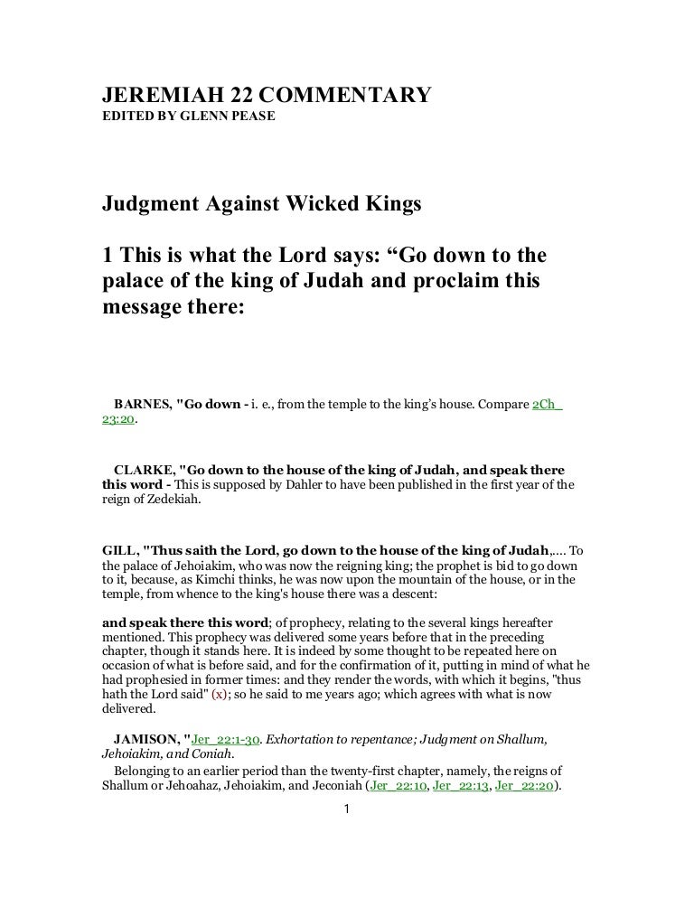 Jeremiah 22 Commentary
