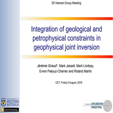 Integration of geological and petrophysical constraints in geophysical joint ...