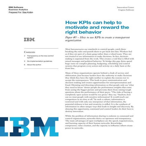 Jeremy Hope KPI Paper