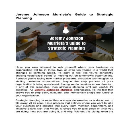 Jeremy Johnson Murrieta Key Steps for Strategic Growth