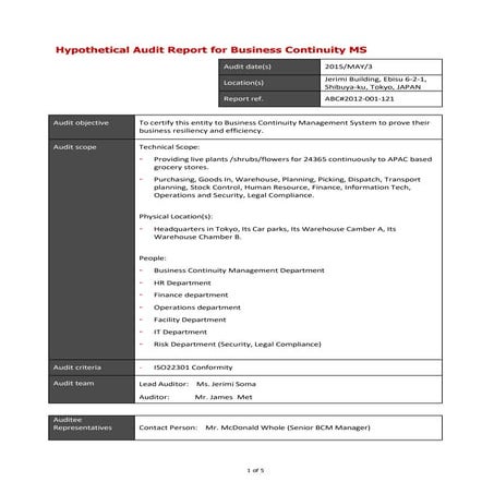 BCMS Audit  Report【My Continuous Learning】