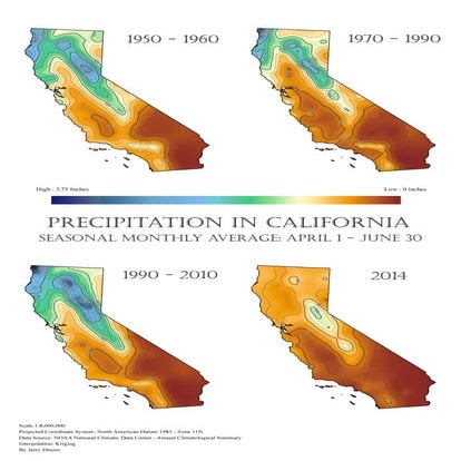 CA Spring Rain Map by Jerry Dinzes