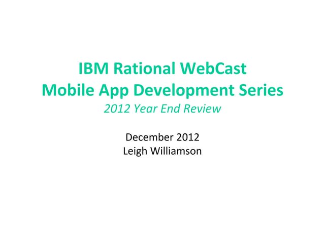 Jerry Romanek series   mobile development 2012 year end review