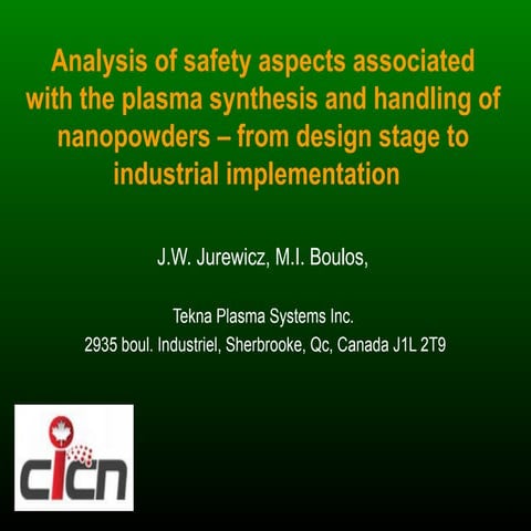 Jerzy Jurewicz & Boulos_Analysis of safety aspects associated with the plasma...