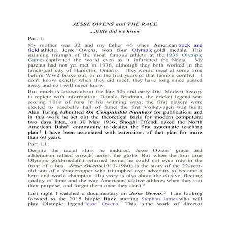 Jesse Owens: A Retrospective