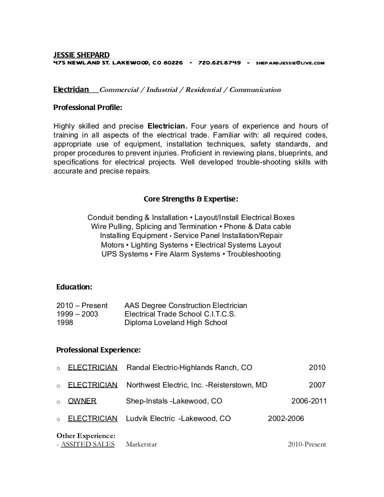 electrician apprentice resume no experience