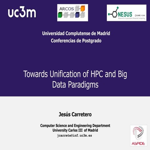 Convergencia HPC - Big Data:  Arquitectura y modelos de programación