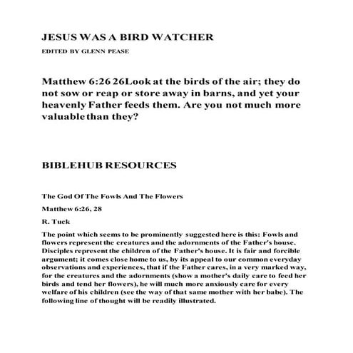 Jesus was a bird watcher