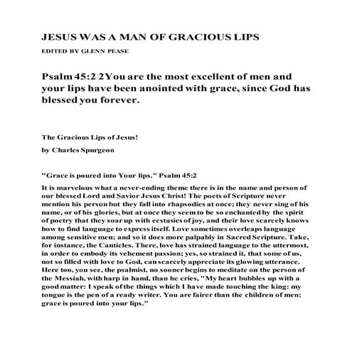 Jesus was a man of gracious lips