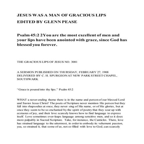 Jesus was a man of gracious lips