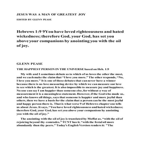 Jesus was a man of greatest joy