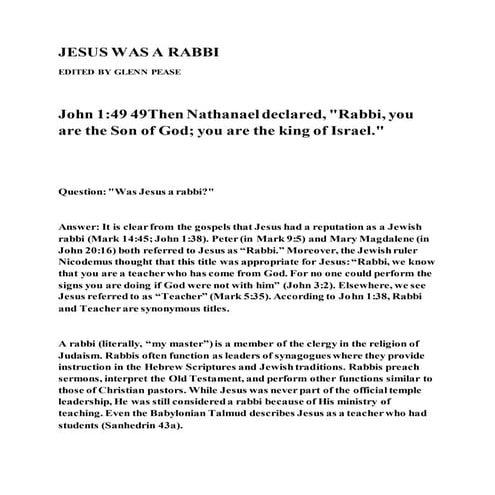 Jesus was a rabbi | DOCX