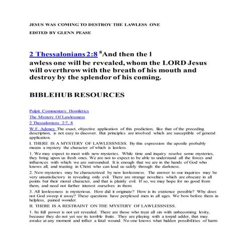 Jesus was coming to destroy the lawless one | DOCX