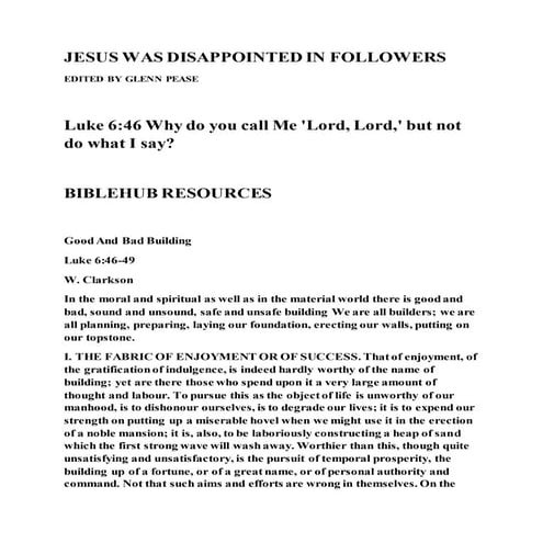 Jesus was disappointed in followers