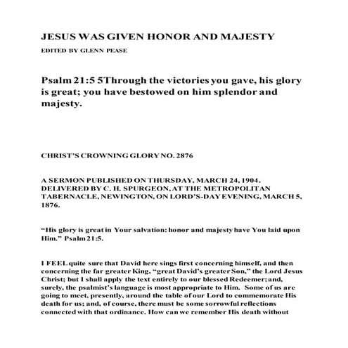 Jesus was given honor and majesty