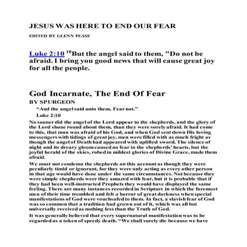 Jesus was here to end our fear
