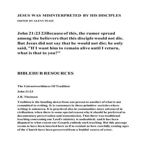 Jesus was misinterpreted by his disciples | DOCX
