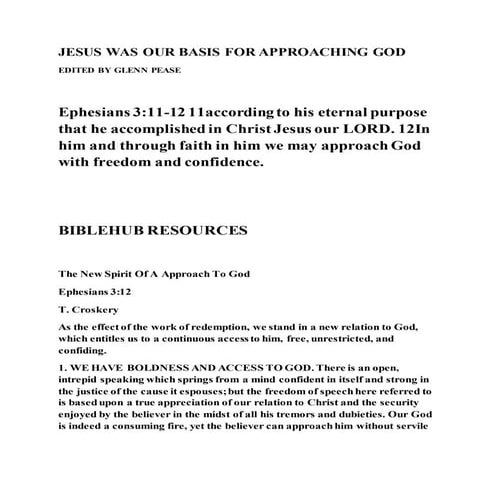 Jesus was our basis for approaching god