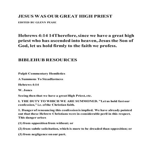 Jesus was our great high priest | DOCX