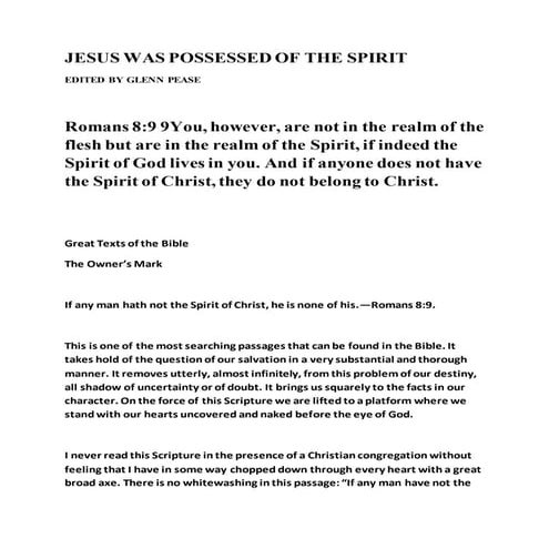 Jesus was possessed of the spirit