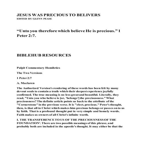 Jesus was precious to belivers