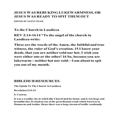 Jesus was rebuking lukewarmness | DOCX