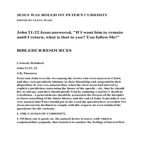 Jesus was rough on peter's curiosity