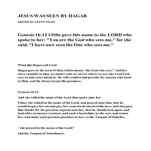 Jesus was seen by hagar