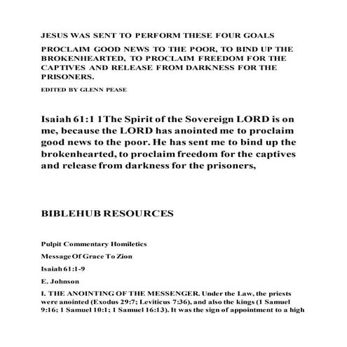 Jesus was sent to perform these four goals