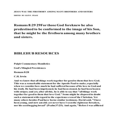 Jesus was the firstborn among many brothers and sisters