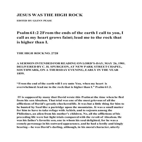 Jesus was the high rock