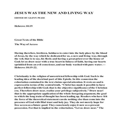 Jesus was the new and living way