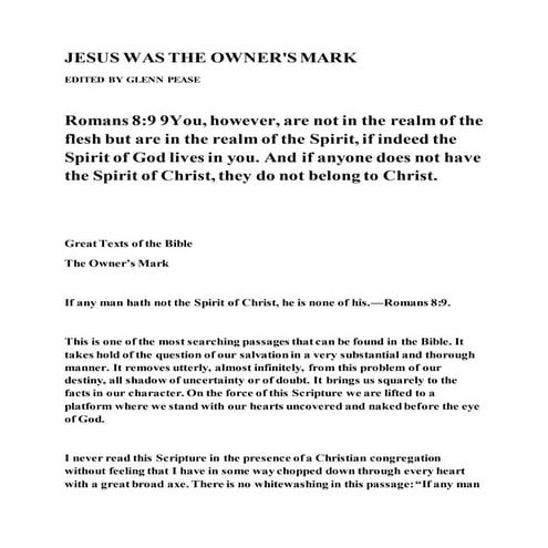 Jesus was the owner's mark