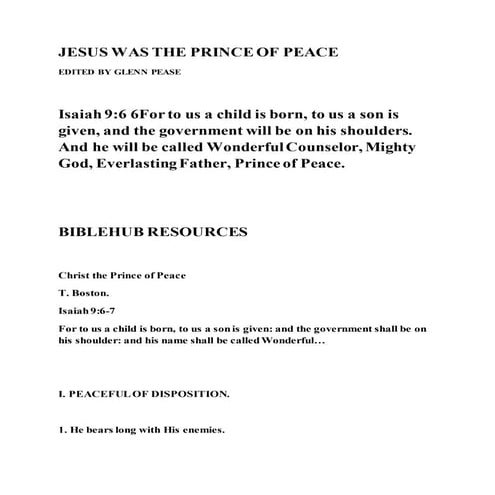 Jesus was the prince of peace