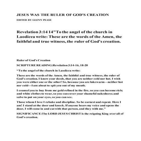 Jesus was the ruler of god's creation | DOCX
