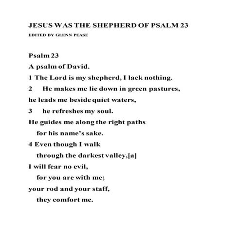 Jesus was the shepherd of psalm 23