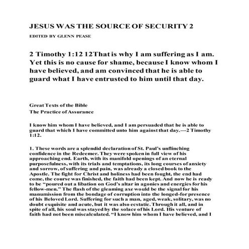 Jesus was the source of security 2