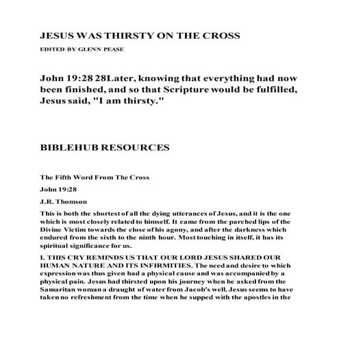 Jesus was thirsty on the cross