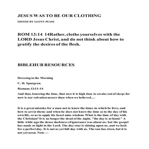 Jesus was to be our clothing