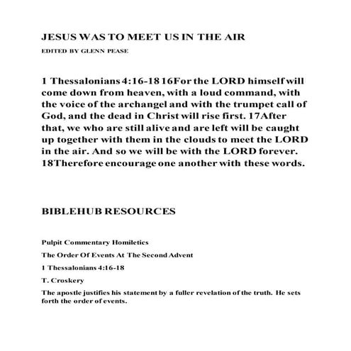 Jesus was to meet us in the air