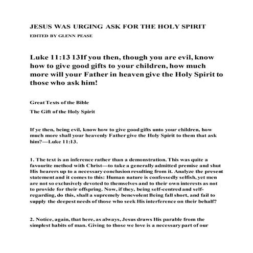 Jesus was urging ask for the holy spirit